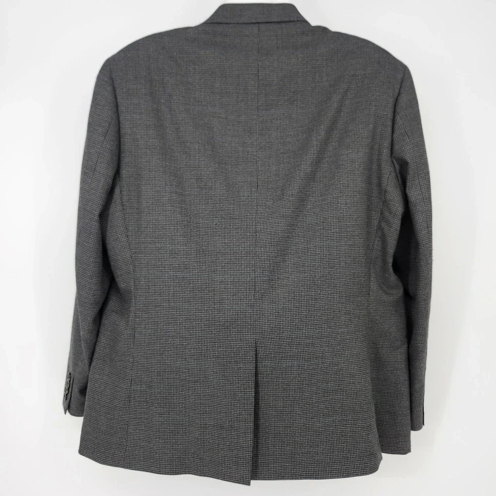 CHAPS‎ Grey Blue Houndstooth Two Button Sport Coat Mens 46R Casual Office Blazer